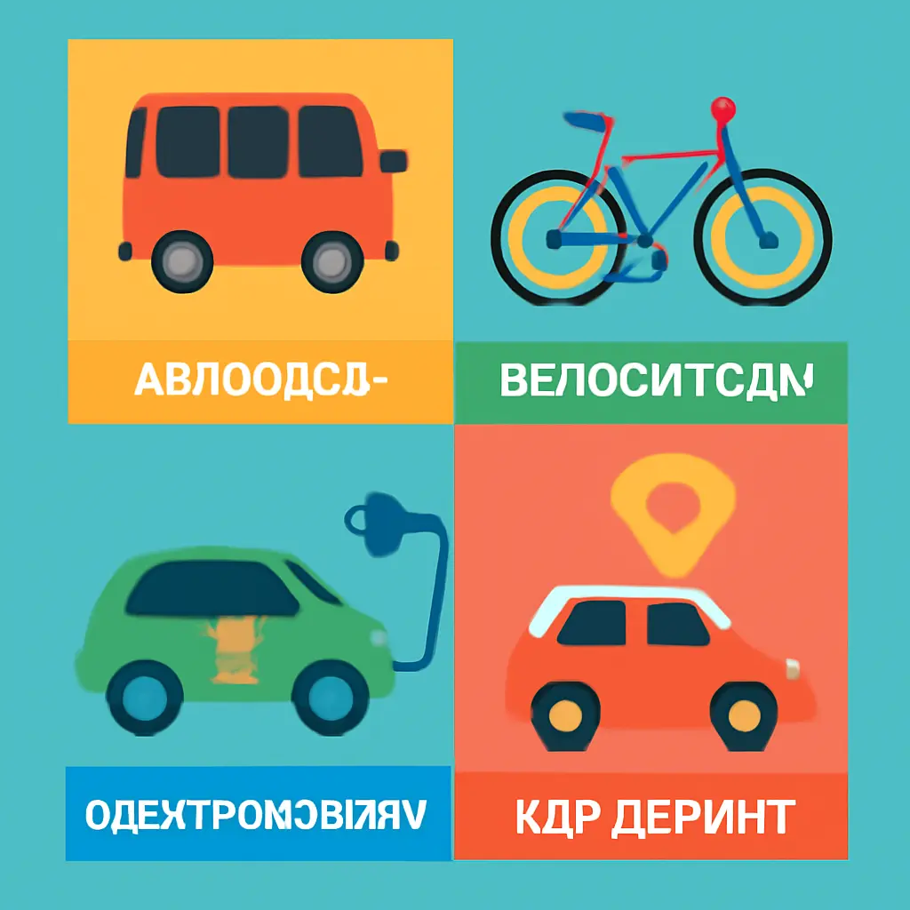 Схема городской мобильности: автобусы, велосипеды, электромобили