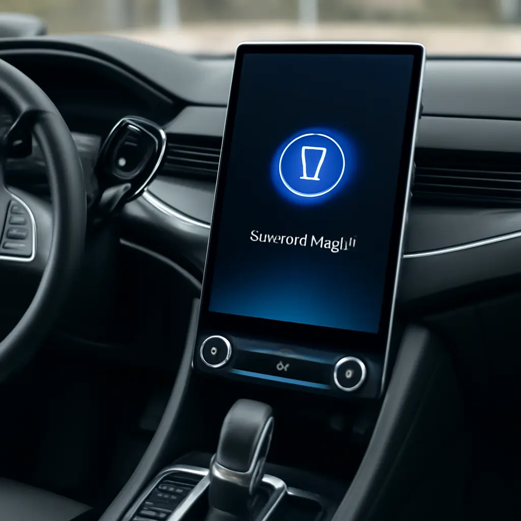 Панель автомобиля с крупным экраном и голосовым ассистентом