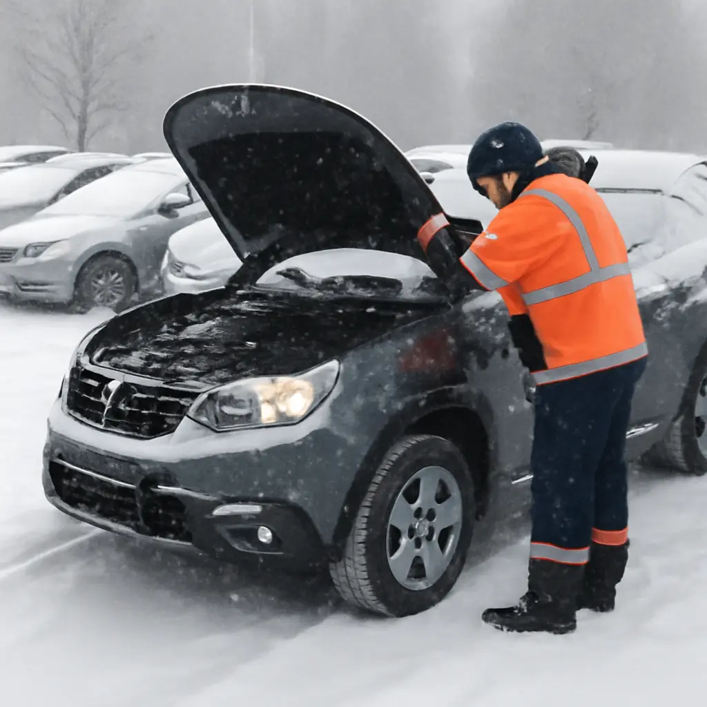 Зимняя подготовка автомобиля Подготовленный автомобиль зимой на подземной парковке